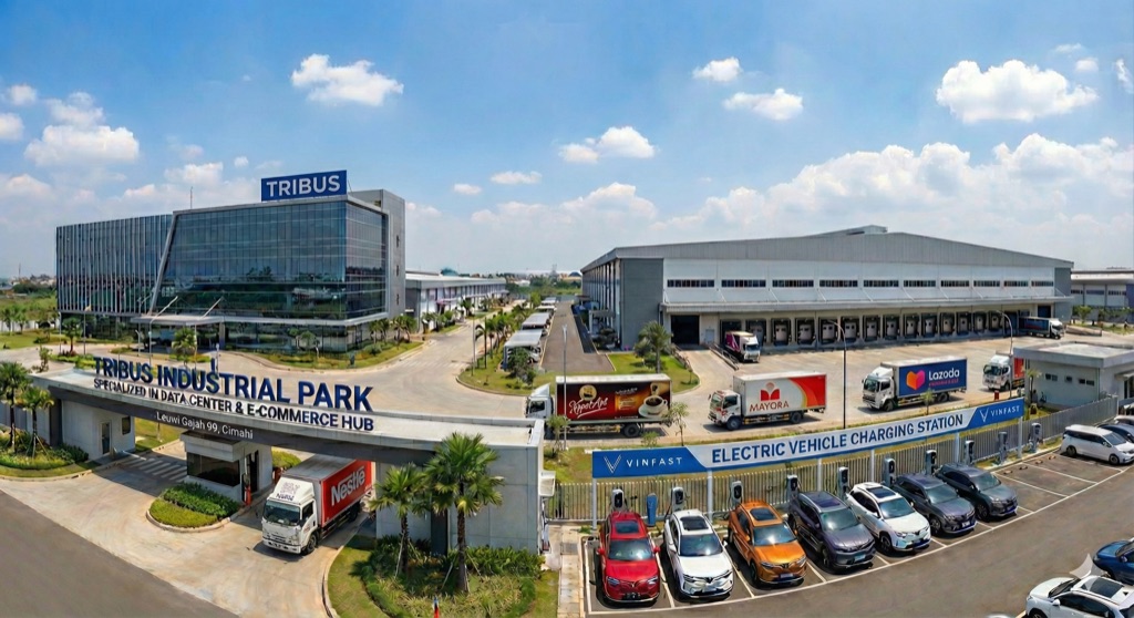 Aerial view of Tribus Industrial Park campus